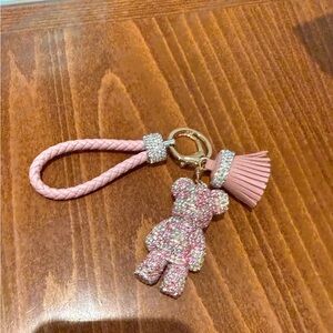 Pink Crystal Bear Keychain